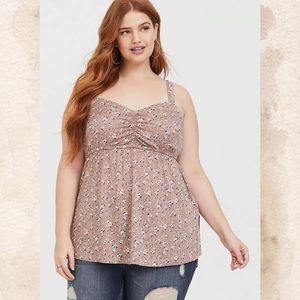 NWOT Torrid Floral Babydoll Tank Tan